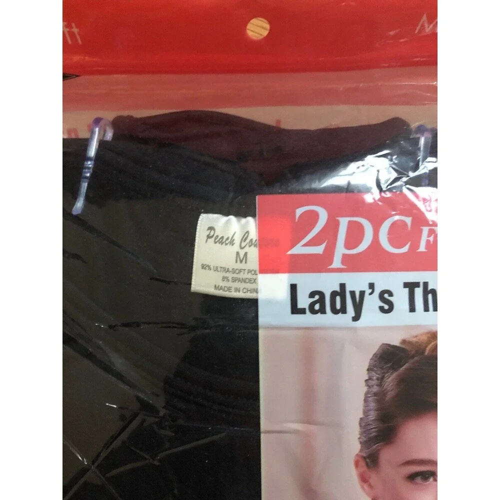 Women's Black Microfiber Fleece Lined 2 Piece‎ Pajama Set Medium